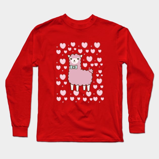 pink llamas and heart Long Sleeve T-Shirt by houdasagna